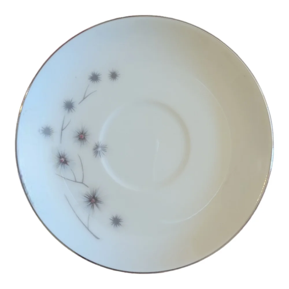 1 Vtg Platinum Star Burst Creative Tea Coffee Cup/Saucer #1014 Porcelain